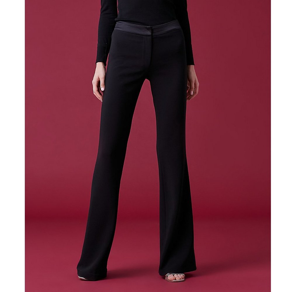 NWT Diane von Furstenberg 70s-chic Cut Flare Pant, Black,Crepe, Satiny Waistband